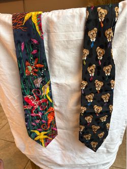 Vintage Addiction Handmade Silk Ties - Tropical Fish & Teddy Bears