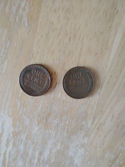 2 vintage wheat pennies coins