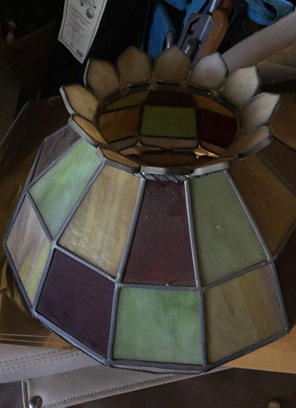 Antique stain glass ceiling light cover