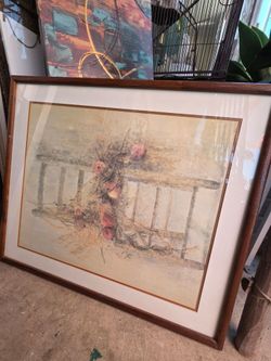 Large decorative artwork, abstract still-life/floral style.