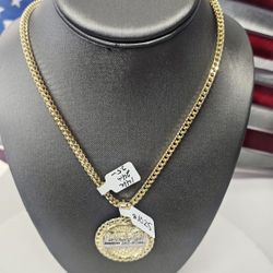 14k 24inch 3.5mm Franco Chain And 14k Pendant 