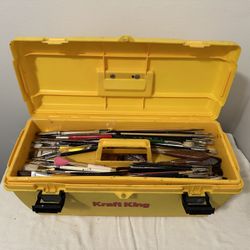 Various Paint Brushes And Oil Paints