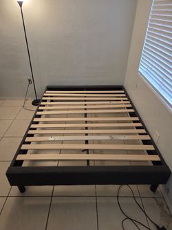 Queen Size Zinus Upholstered Platform Bed Frame - Dark Grey
