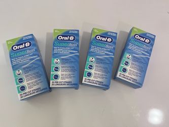 4 Pack Oral-B Super Floss Pre-Cut Strands, Dental Floss for Bridges, Braces and Wide Spaces
