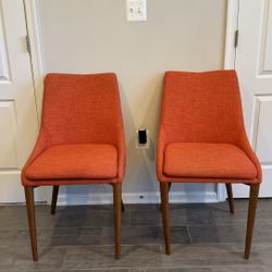 Mid-Century Modern Dining Accent Chair 2-Pack, Tangerine