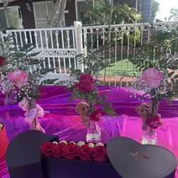 Single Roses with Teddy Bear