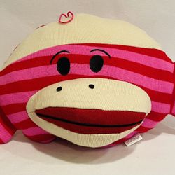 Unique Nanco Plush Pink striped Sock Monkey Pillow