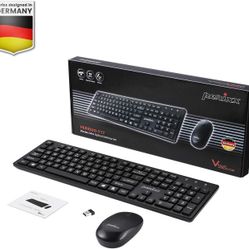 Perixx PERIDUO-717 Wireless Standard Keyboard and Mouse Combo-Set with Big Print Letter, Black
