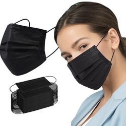 50 Brand New Black Face Masks