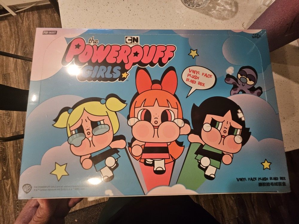 Popmart The Powerpuff Girls Cry Baby Vinyl Face Plush 6 Blind Box Action Figure