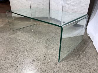 Minimalist Waterfall Style Curved Glass Coffee Table