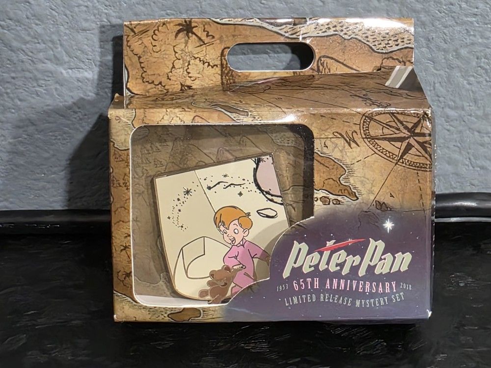 Rare 2018 Disney Peter Pan 65th Anniversary Mystery Map Pin With Box.