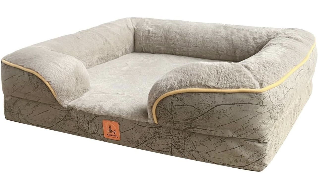 Orthopedic Dog Bed for Small Dogs - Big Washable Dog Sofa Bed Small, Supportive Foam Pet Couch Bed with Removable Washable Cover, Waterproof Lining