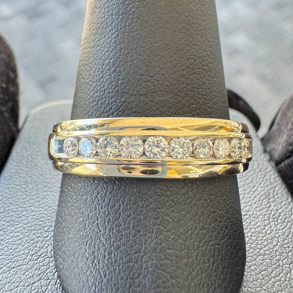 14k yellow gold gents 0.5 CTW natural diamond band ring size 12