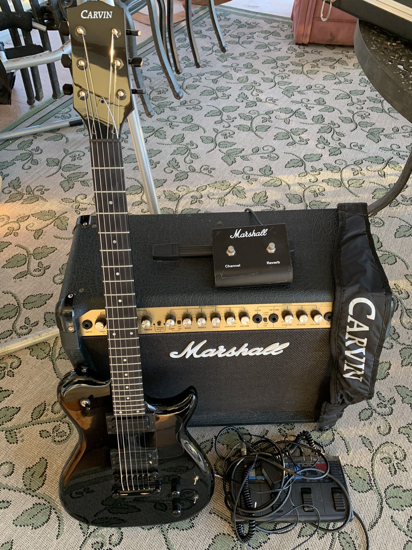 Carvin electric guitar and Marshall amp