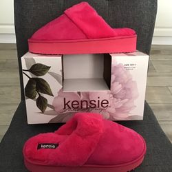 New in Box~KENSIE Memory Foam Hot Pink Indoor/Outdoor Slippers~Size 10–11~Great Mother’s Day Gift