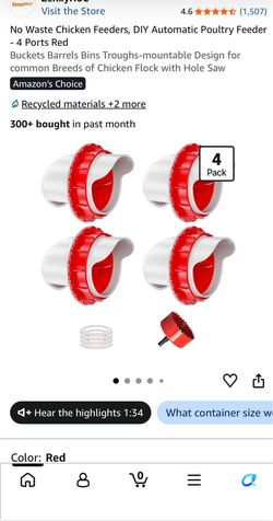 Automatic Poultry Chicken Feeder Ports – 4 Pack Red