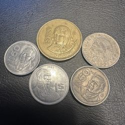 1980s - Mixed Mexican Coins. Set Of 5