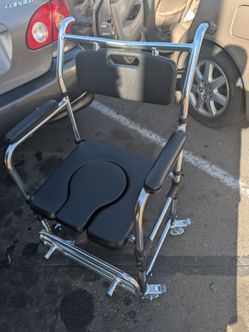 Heavy-Duty Rolling Shower Commode Chair – Adjustable – Like New