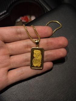 24k bar , 14k chain set