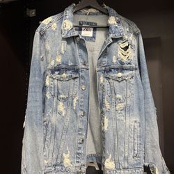 Zara RIPPED BANDANA JACKET SIZE L