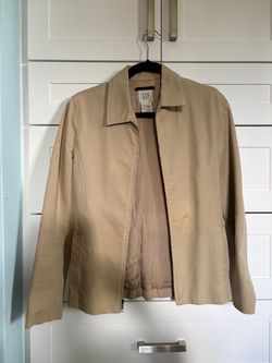 GAP Women's Beige Zip-Front Blazer Jacket