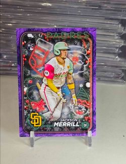Jackson Merrill /99 Topps Rookie Purple Metallic Holiday Tree Padres