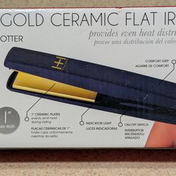 Gold Ceramic Flat Iron. New In Box.