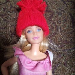 Home Made Beanies And Cloth Hangers For Barbies