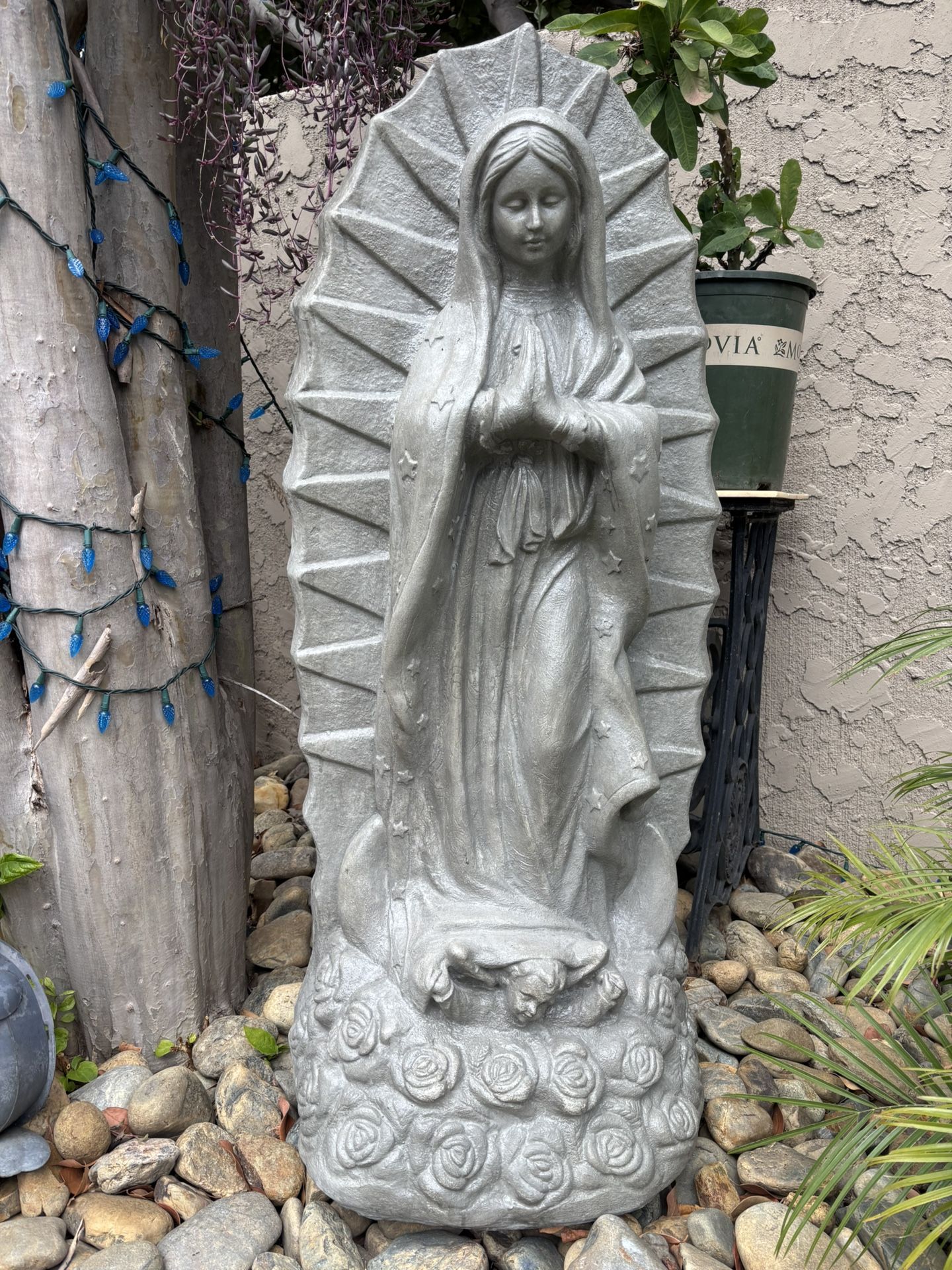4 Ft Tall Virgin Of Guadalupe - Pure Cement