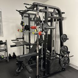 Smith Machine 300 | Adjustable Bench | 245lb Cast Iron Olympic Weights | 7ft Olympic Bar | Fitness | Gym Equipment | FREE DELIVERY/INSTALLTION 🚚 
