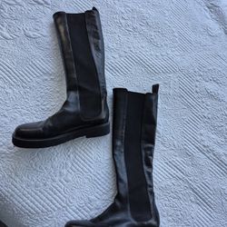 "Staud" Expensive Black Leather Size 8 Tall Boots. Mint Cond.