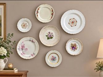 Ivory Vintage Plate Collection as Wall Decor