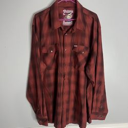Dixxon The Toscana Long Sleeve Button Down Shirt Mens 3XL Red Orange Pearl Snap