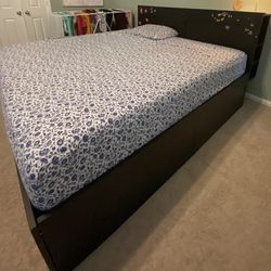IKEA King size bed frame with storage and headboard