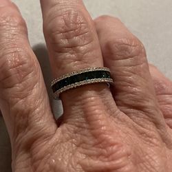 New CZ green sapphire wedding band size 8