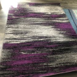 Purple And Gray Abstract Rug 