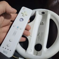 mario kart with controller and steering wheel for Nintendo Wii System