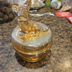 Glass Dog Trinket Jar