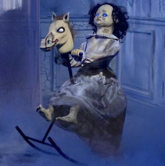 ANIMATED ROCKING HORSE ROSIE Halloween Prop HAUNTED HOUSE Ring Around Rosie