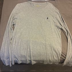 Grey Polo Long Sleeve Size (xl Kids) Fits Like Mens Small 