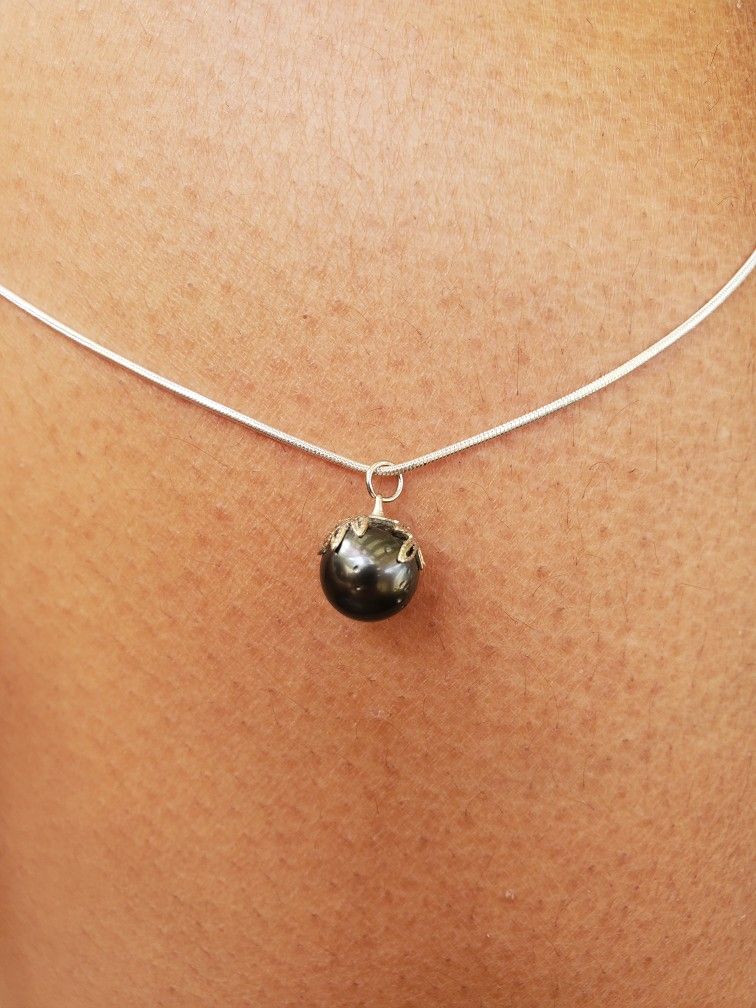 New Sterling Sterling chain with tahitian pearl