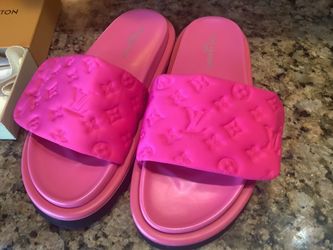 LOUIS VUITTON  hot pink slides  SIZE 9