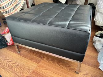 Black Leather Ottoman