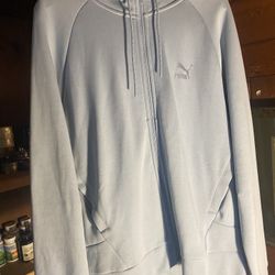 Puma Zip Hoodie, Light Blue