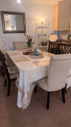 Antique Dining Table - 6 chair set