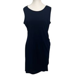 Navy Sleeveless Dress with Ruched Side Size L
