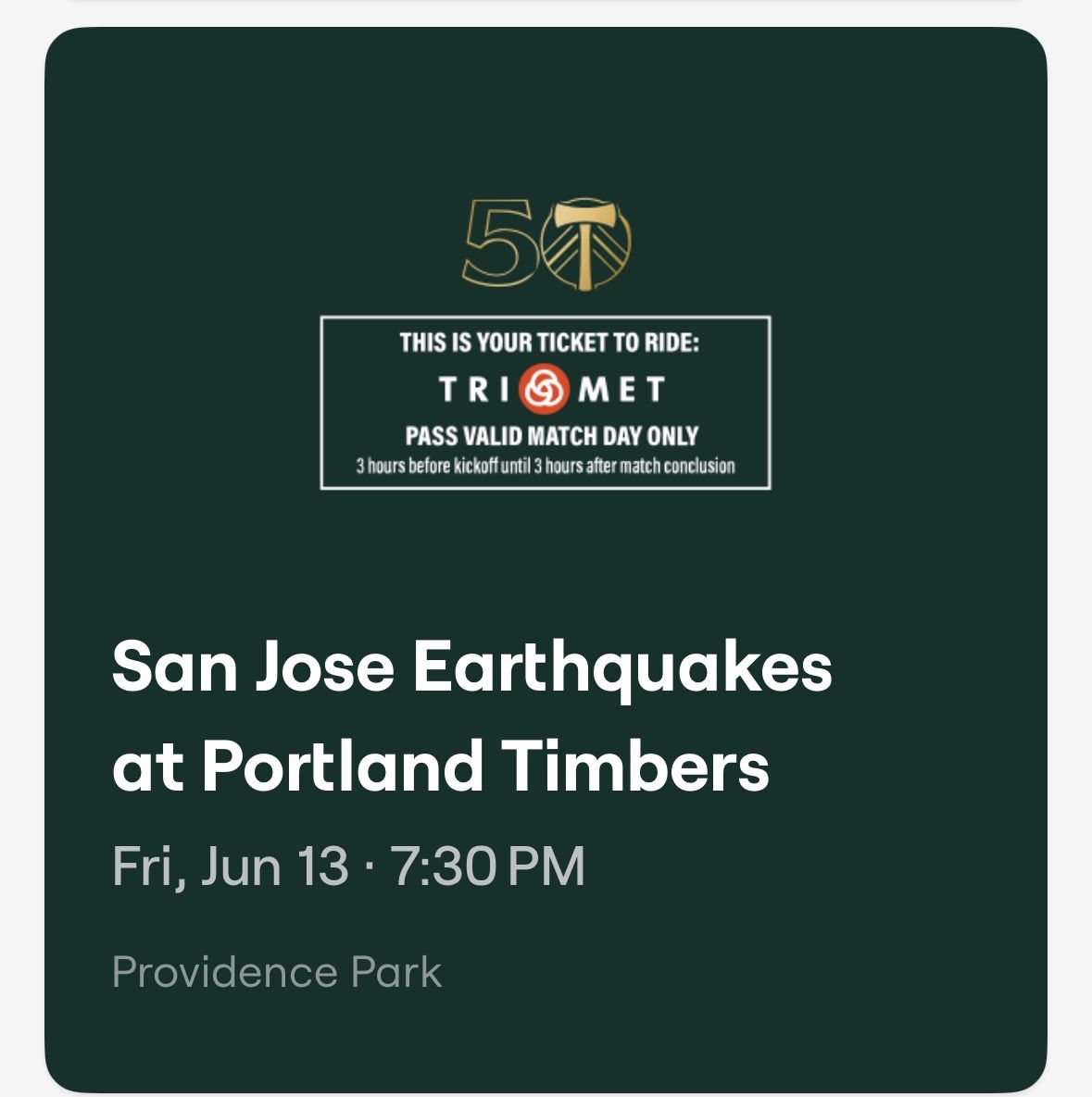 2 Tickets To Timbers Vs San Jose 6/13 7:30pm