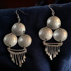 Handmade Peruvian Coin Dangle Earrings 1985,1986,1987