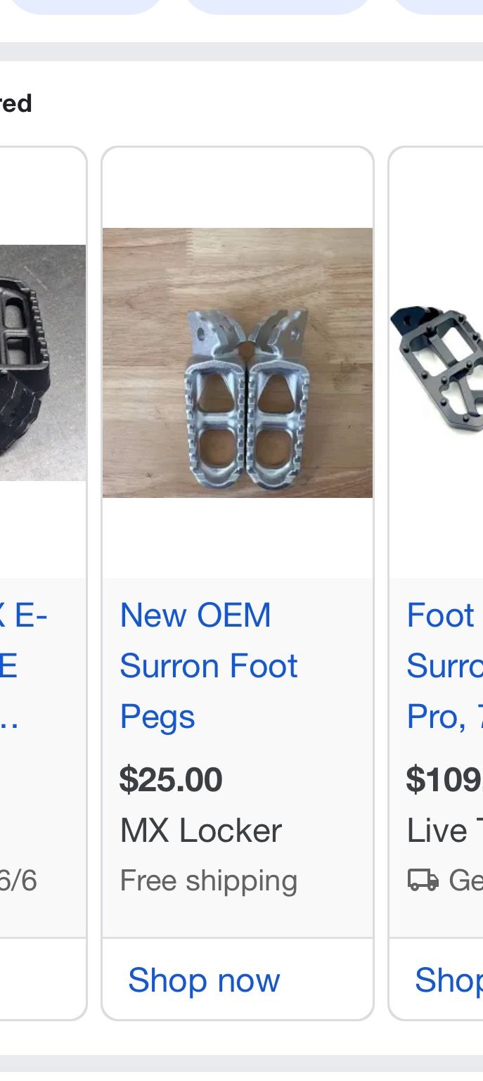 Surron Stock Pegs
